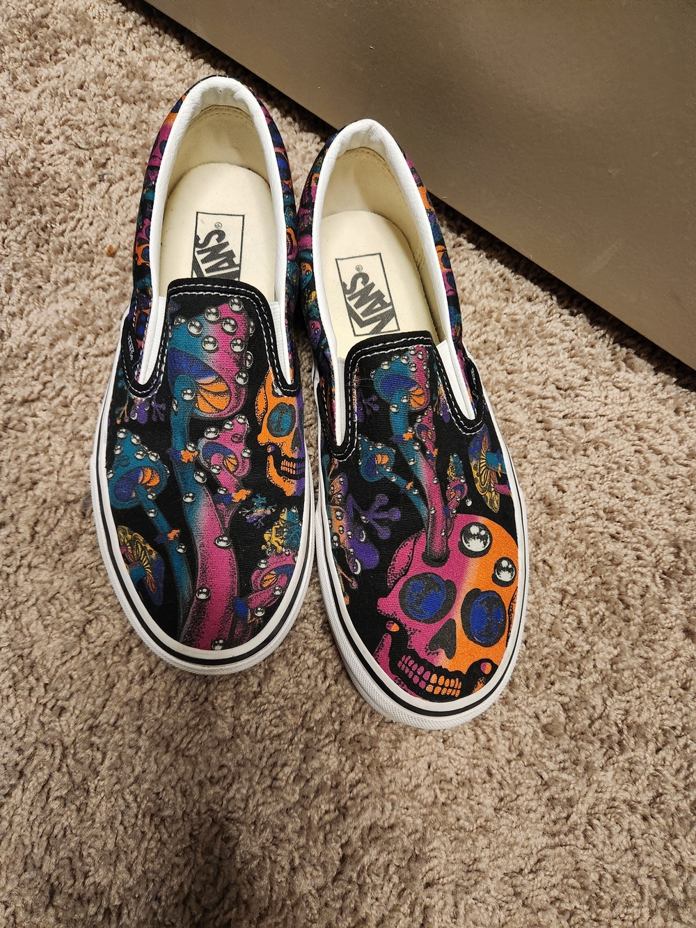 Vans Slip-On Skate Shoes - Multicolor Skull Print